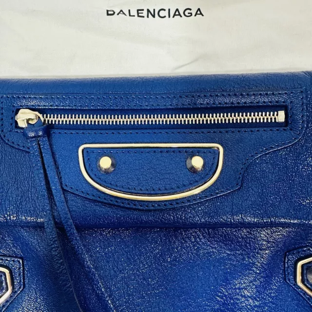 Balenciaga Classic Metallic Edge Envelope Clutch Bag Cobalt Blue 2