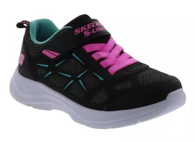 Kids Skechers Glimmer Kicks - Fresh Glow Black Comfy Running Shoe