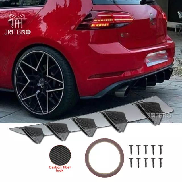 Carbon Fiber Car Rear Diffuser Bumper Fins Spoiler Lip For Volkswagen Golf Jetta