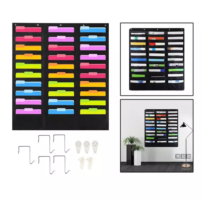 Hanging File Organizer, 30 Pockets | Black, Large Pockets, Paper Files Document