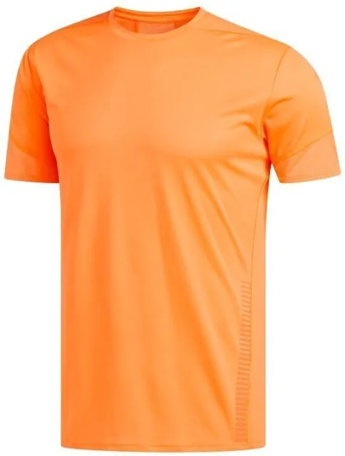 Men's New Adidas Running T-Shirt Top - Fitness Gym Training Gym - Orange