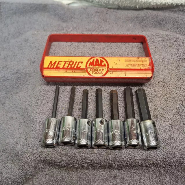 MAC Tools USA 7pc METRIC Long Hex Bit 3/8" Drive Socket Set Size 4mm - 10mm XT84