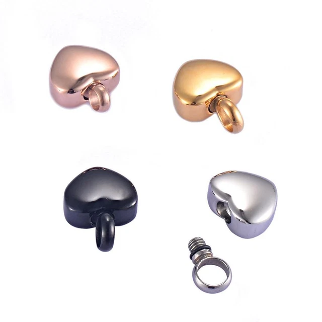 Mini urna de cremación de corazón con deslizador en blanco de acero inoxidable grabable joyería de cenizas conmemorativas