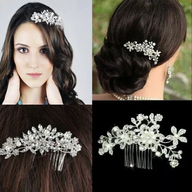 Dama de honor flor diamante perlas clips de novia peine boda alfileres de cabello cristal Reino Unido
