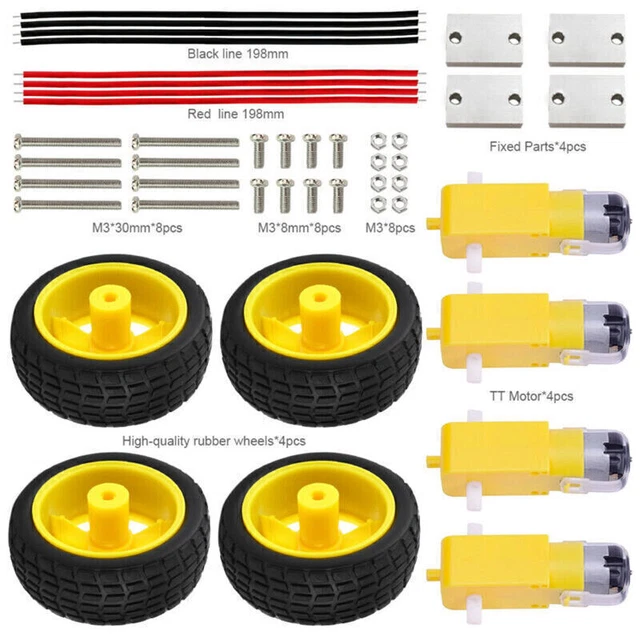 DC 3V-6V Gear TT Motor Tire Electric Wheel Kit For Arduino DIY Smart Car Robot