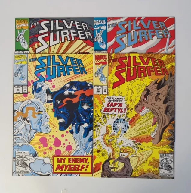 Lot Of 4 1992 Marvel Silver Surfer Volume 2 Comics #62-65 VF/NM