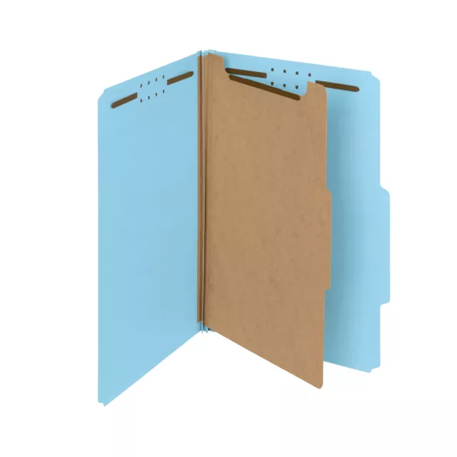 Smead Pressboard Classification Folders, 1 Divider, Legal Size, Blue, 10-Pack