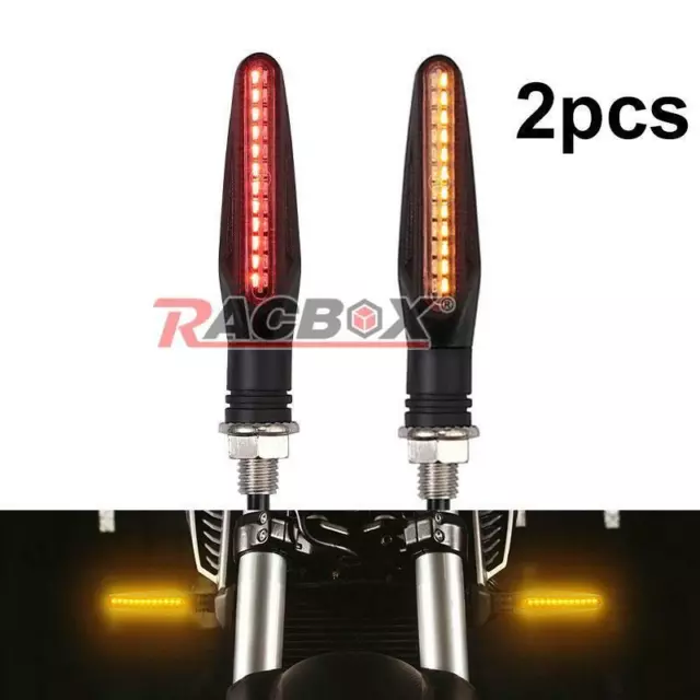 2X  Motorcycle Indicators LED Turn Signal Flowing Water Light Amber Blinker Lamp