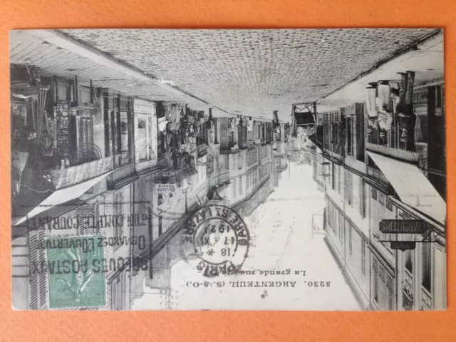 Carte Postale 1921 ARGENTEUIL LA GRANDE RUE Commerces Animés à Mr et Mme VERDIER
