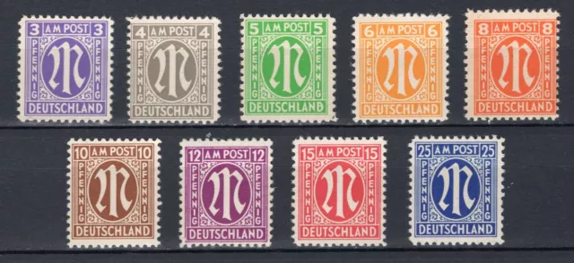 1945 Alliierte Besetzung Bizone Mi. 1-9 ** postfrisch (amerikanischer Druck)