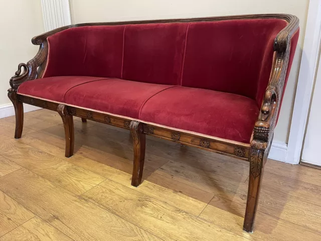 Two Antique Mahogany Swan Carved Sofas £1000 For Both Sofas!!!