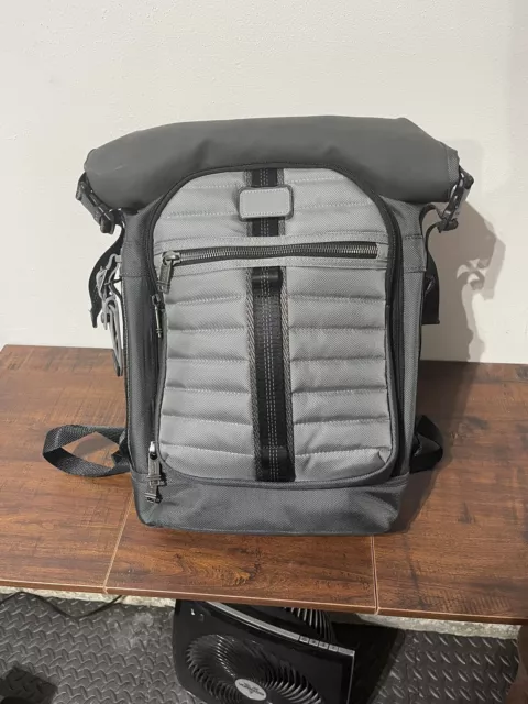 Tumi Alpha Bravo Roll-Top Backpack Laptop Travel Bag Grey