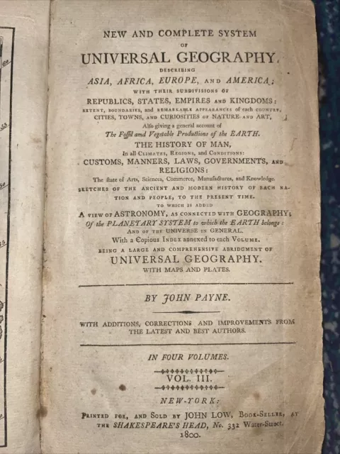 complete system of universal geography volume 3 by john payne 1800