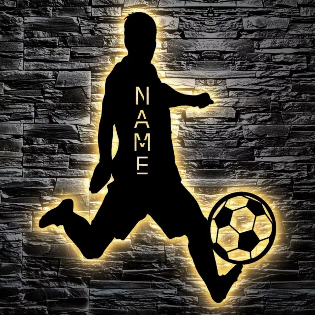 Fußball Geschenke mit Namen für Jungs Männer Mädchen LED Lampe Nachtlicht