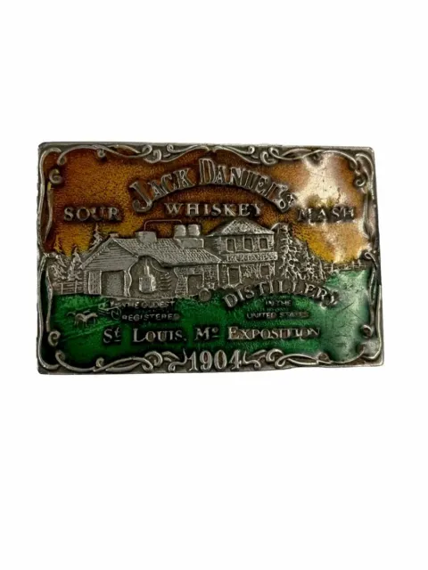 Jack Daniels Whiskey Brass Belt Buckle Sour Mash St Louis Distillery