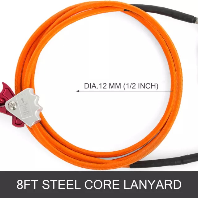 VEVOR Steel Core Lanyard Kit Safety Flipline 1/2"x8' Swivel Snap Arborist Orange 2