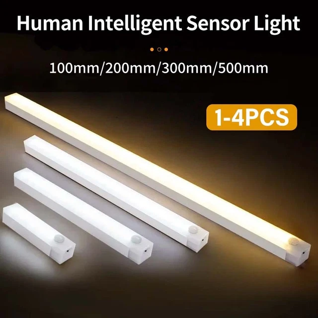 STRIP LIGHT LED PIR Motion Sensor Wireless USB Rechargeable Cabinet ...