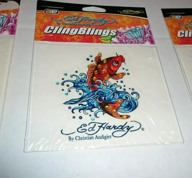 Ed Hardy by Christian Audigier KOI Cling Blings Rhinestone Decal Sticker - 3 NEW