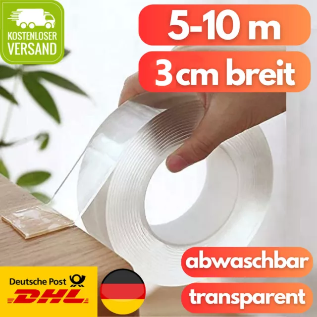 Doppelseitiges Klebeband Transparent Nano Band Tape beidseitig extra stark Klebe