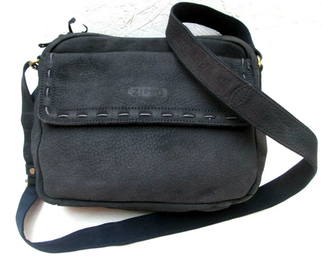 Sac Bandoulière Vintage SOCO En Toile Et Cuir Bleu - Authentique - Parfait état