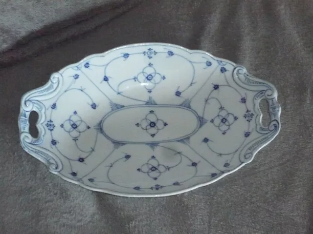 Ovale Schale   Brotkorb   Kalk  Indischblau  Porzellan  (30)