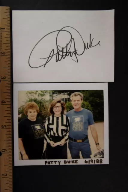 Patty Duke (1946-2016) (Miracle Worker) Autograph Index Card + Encounter Photo~