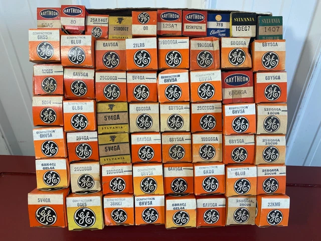 30 's 40 's 50 's ASSORTED ELECTRONIC RADIO TUBE LOT (58) GE SYLVANIA RAYTHEON