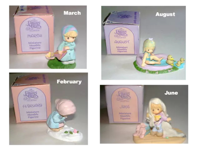 NIB VINTAGE 1989 Enesco Precious Moments ™ Miniature Figurines Of The Month