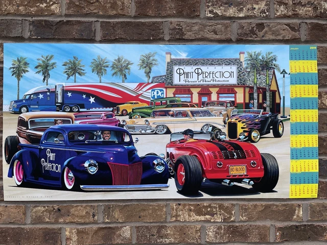 PPG Hot Rod Gas Station Poster – Woody's Paint Shop, 12x18 Inches, Auto Street Custom Car Art