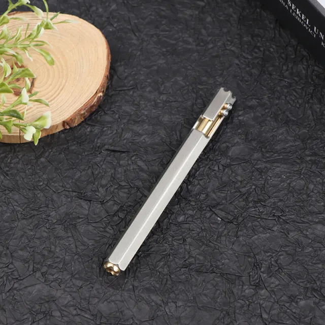 Stainless Steel Six-sided Bolt Tactical Pen Brass Business Signature Pen W02