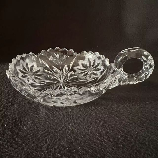 American Brilliant Period Cut Crystal Glass Bowl Dish Floral Nappy 6" Diam