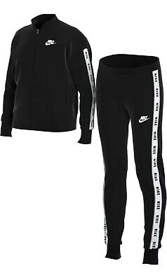 Nike Sportswear Pants Jacket Set Tracksuit Black Cv9657-010 Girls Xs/S/M/L (Tw)
