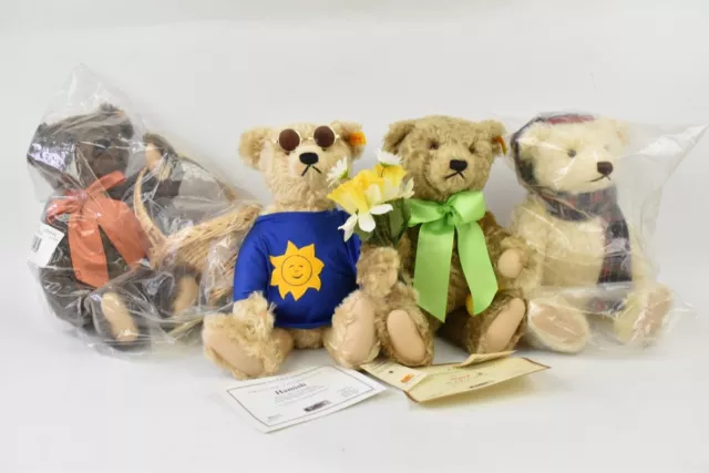 4x Steiff Mohair Teddy Bears Bundle Four Seasons Set Spring Summer Autumn Winter