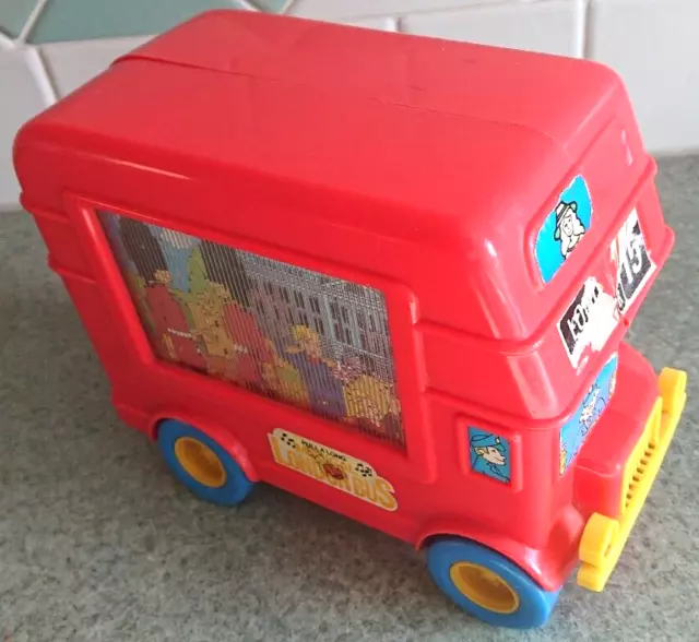 Musical London Bus Pull Along Plastic toy. 1980's