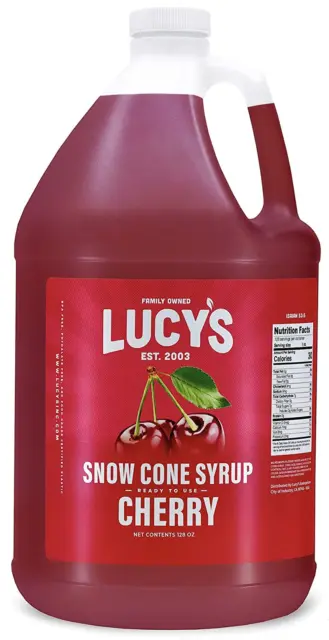 Lucy'S Family Owned - Shaved Ice Snow Cone Syrup, Cherry - 1 Gallon (128Oz.)