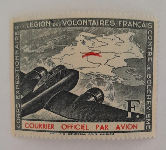 Timbre neuf  français LVF 1941 numéro 2 Yvert et Tellier F vert foncé et rouge