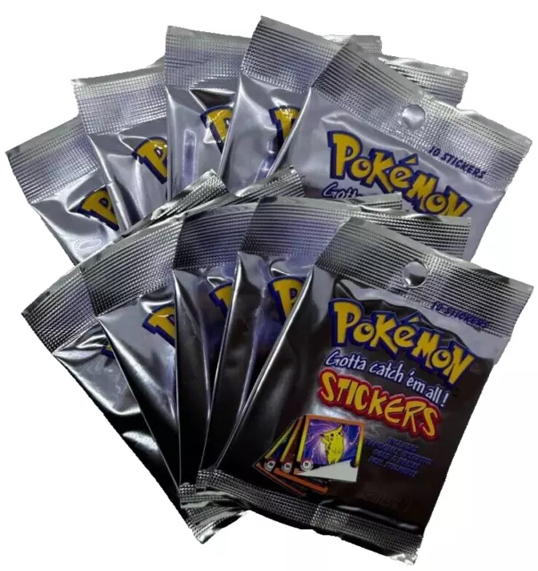 Lot of (10) 1999 Pokemon Artbox Stickers Series 1 Factory Sealed Booster Packs