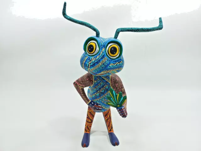 Large OAXACAN ALEBRIJE, colorful wood carving, signed mexican folk art sculpture