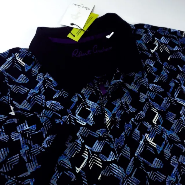 Robert Graham Geometric Patchwork Diamond Colorful Short Sleeve Polo Shirt $118
