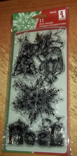 CLEAR ACRYLIC INKADINKADO DOUBLE STAMP SET HOLIDAY SILHOUTTES ~ wrk CTMH blk