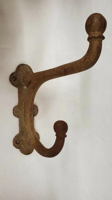 Antique Heavy Large Huge Double Cast Iron Horse Tack Hook 12" X 11" Coat Hook . 2