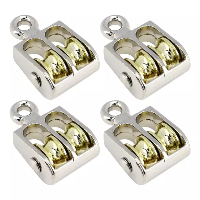 4Pcs 1.42" Lifting Double Sheave Pulley Block Loading 220Ibs,Zinc Alloy Crane Sw