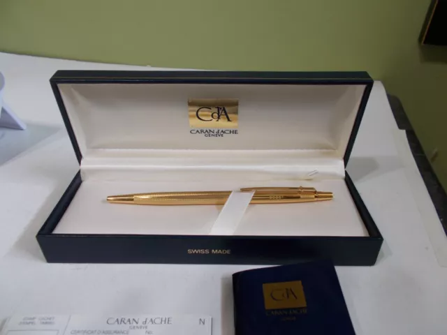 CARAN d'ACHE Gold Plated Ballpoint Pen Vintage, New Never Used