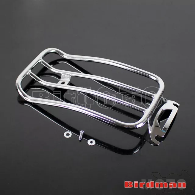 Chrome Solo seat Luggage Rack+Bolt For Harley Road King FLHR 1997-2015