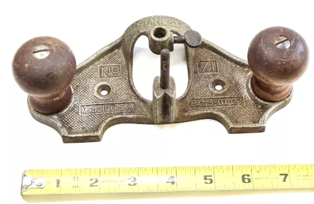 b) Vintage Stanley No.71 Router Plane Pat. 9-10-07 Made In USA / JUST THE BODY