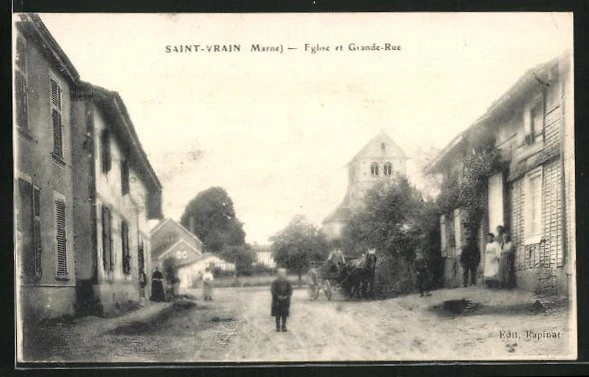 CPA Saint-Vrain, Eglise et Grande Rue