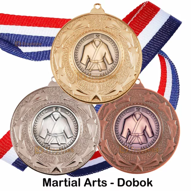 Martial Arts Medals & Ribbons, Dobok, Fighter, Tai Chi Medals Packs 10, 25, 50