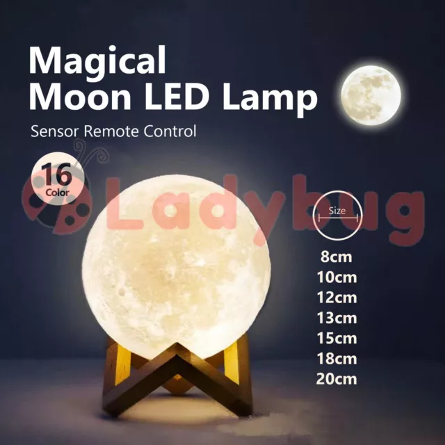 Magical Moon Lamp LED Night Light Moonlight Sensor Remote Control Dimmable 3D