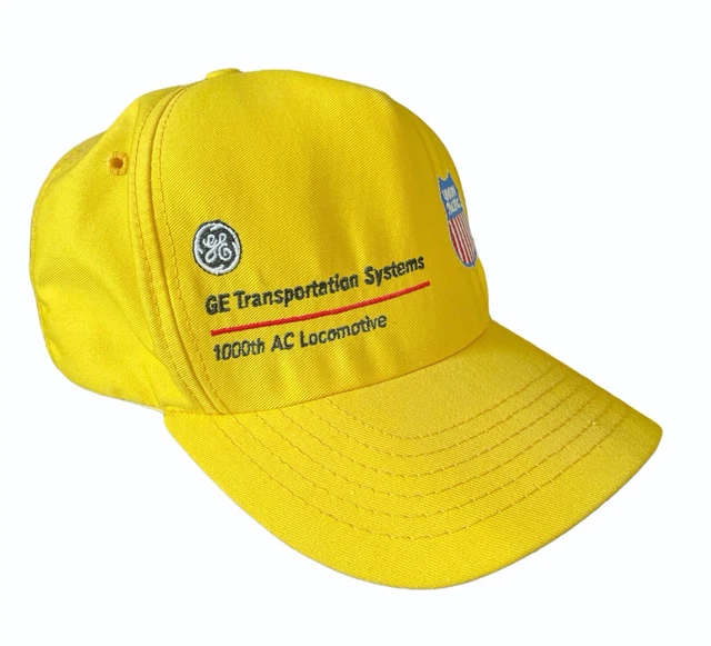 Vtg Union Pacific GE Railroad Yellow Embroidered Adjustable Baseball Cap Hat USA 2