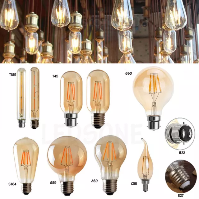 E27/B22 LED Vintage Edison Filament  die Glühbirne Alt Klassisch 4W 8W Birne